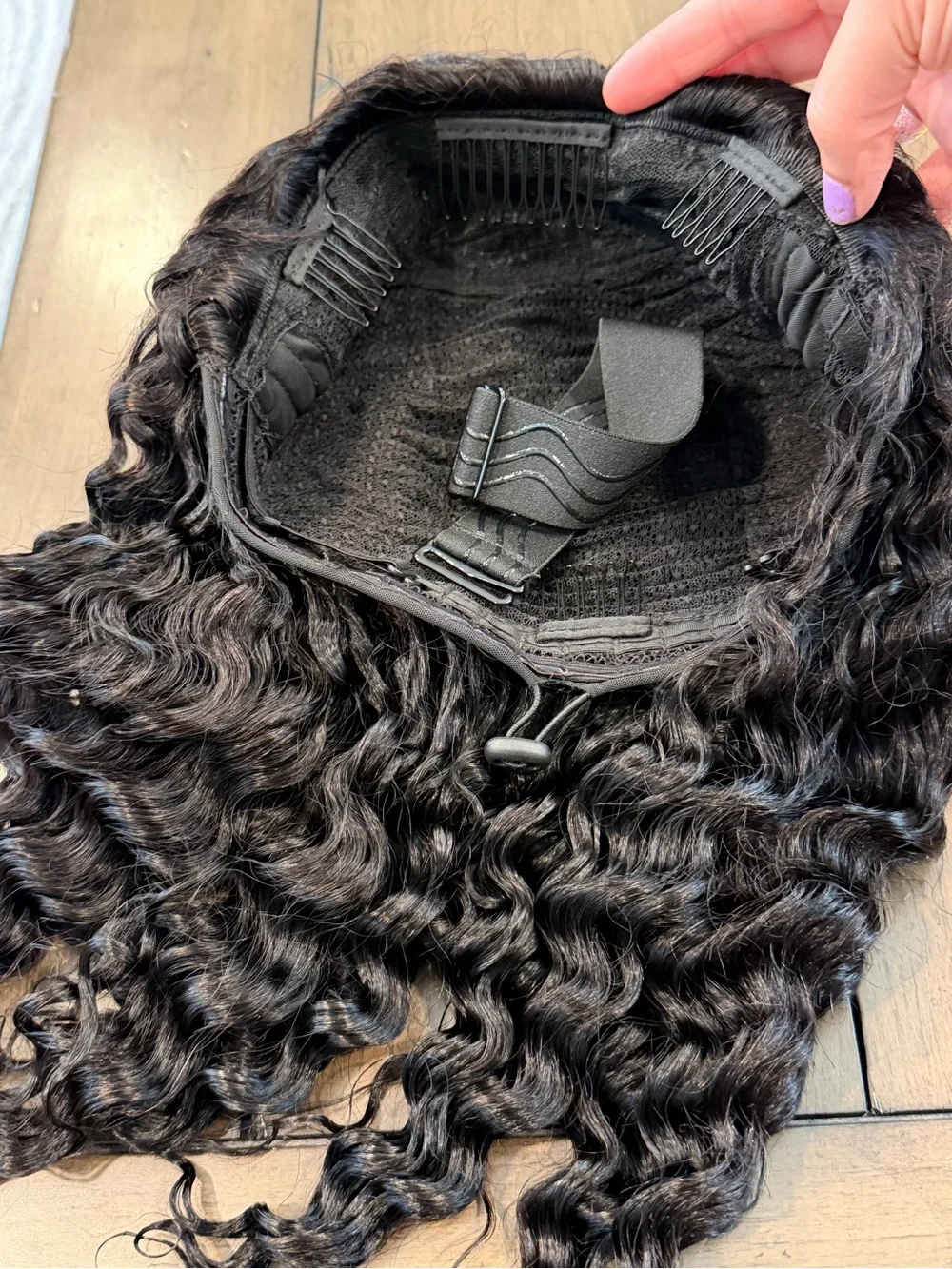 14” Kinky Curly Half Wig Human Hair 3 In 1 Seamless Flip Over 200% Density #100